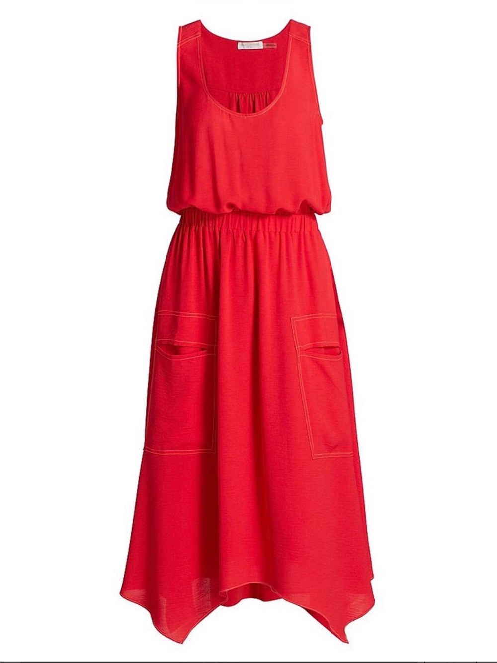 RAMY Brook Hallie Orange Red Flame Sleeveless Maxi Dress with Pockets NEW SMALL